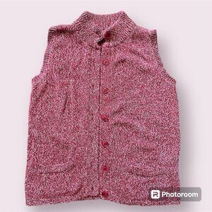 Basic‎ Editions Sweater Vest Womens M Sleeveless Button Down Grandma Y2K